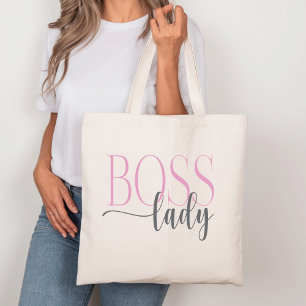 Tote Bag Boss Lady rose et gris naturel