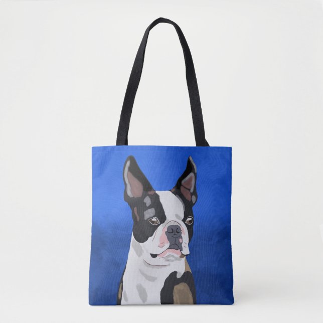 Tote Bag Boston Terrier Peinture à l'huile de chien Portrai (Devant)