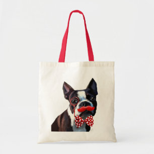 Tote Bag Boston Terrier Portrait avec Cravate Red Bow et 2