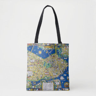 Tote Bag Boston vintage vieille ville carte géographie amér