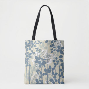 Tote Bag Botanique Bleu Japonais Vintage : Fougère à Feuill