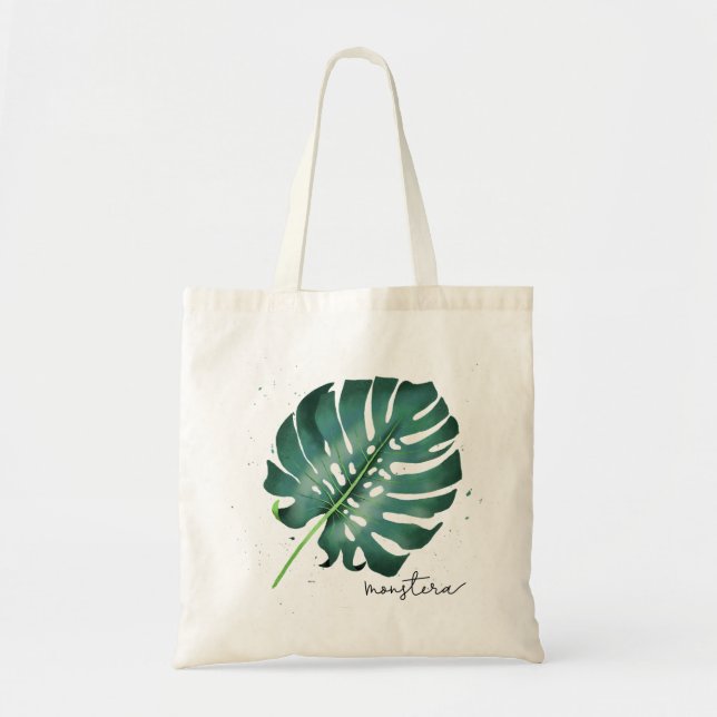 Tote Bag Botanique verte feuille Monstera (Devant)