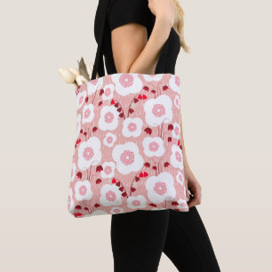 Tote Bag Botaniques neutres - Poppies roses