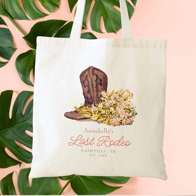 Tote Bag Botte de cowgirl florale pour le dernier rodéo en  (Créateur téléchargé)