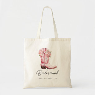 Tote Bag Bottes de cow-boy rose Aquarelle Florale