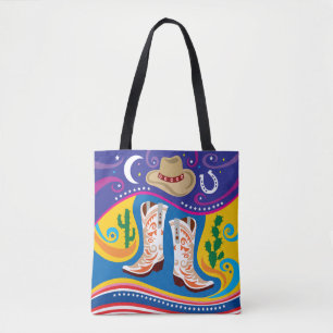 Tote Bag Bottes de cowboy et étoiles du désert
