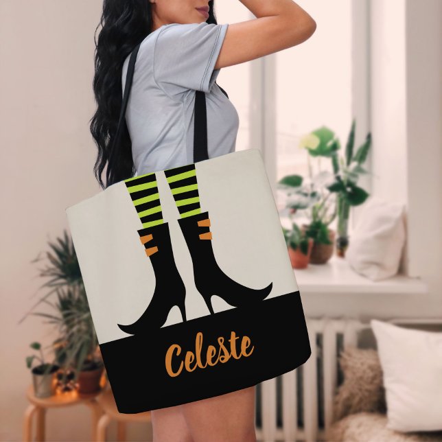 Tote Bag Bottes de sorcière monogramme Trick ou traitement (Créateur téléchargé)