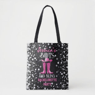 Tote Bag Bottes roses et Bling Bachelorette