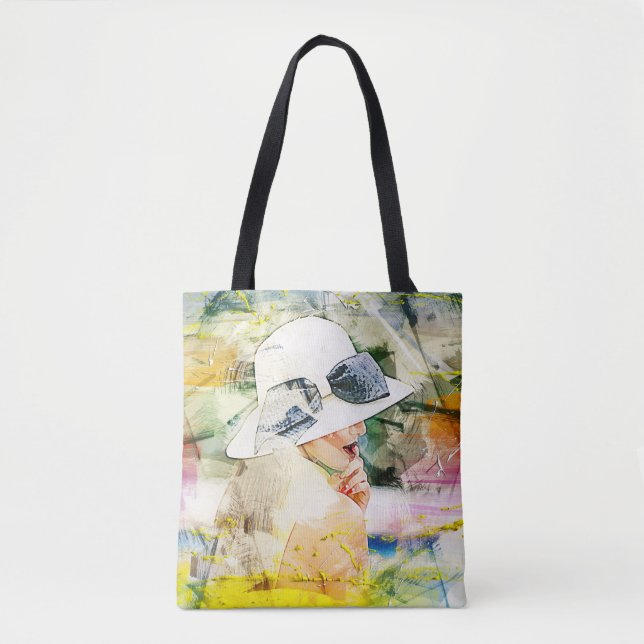 Tote Bag Bouche à lèvres Abstraite Casquette blanc Bow (Devant)
