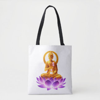 Tote Bag Bouddha de méditation Lotus Doré Yoga Spirituel De