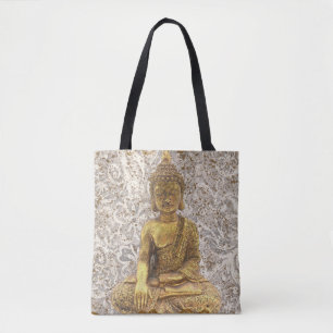 Tote Bag Bouddha d'or fleurs florales