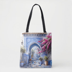 Tote Bag Bougainvilliers floraux roses Maroc Carreaux Maria