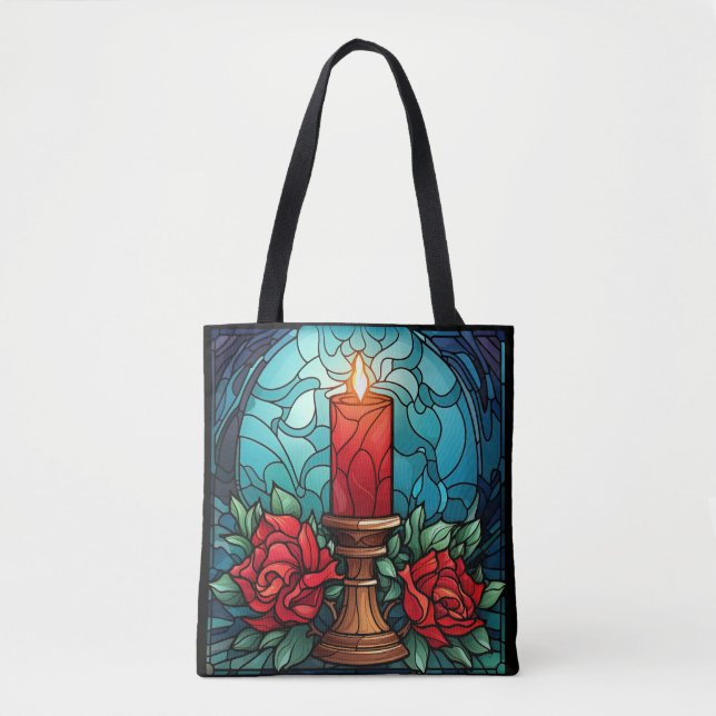 Tote Bag Bougie de Noël Vitrail (Devant)