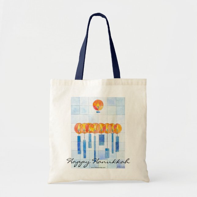 Tote Bag Bougies accrochantes de Hannukah (Devant)