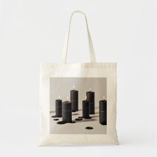 Tote Bag Bougies minimalistes en ligne noire avec de minusc