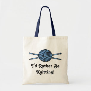 Tote Bag Boule bleue des aiguilles de fil et de tricot
