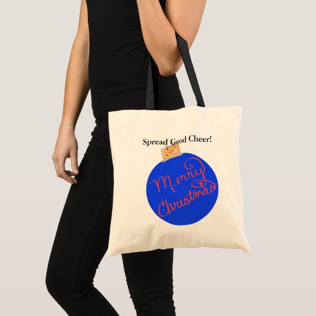 Tote Bag Boule de Noël rouge bleu (Devant (produit))