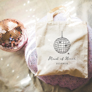 Tote Bag Boule Disco Minimaliste Maid of Honor Wedor Party