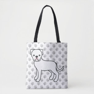 Tote Bag Bouledogue Américain Blanc Dessin Animé Mignon & P