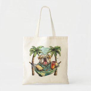 Tote Bag Bouledogue Anglais en Haut Hawaïen