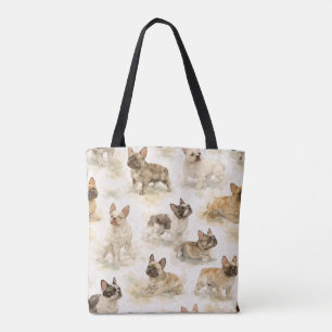 Tote Bag Bouledogue français aquarelle 