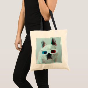 Tote Bag Bouledogue français avec les verres 3D