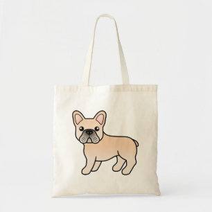 Tote Bag Bouledogue français crème Chien de dessin animé mi
