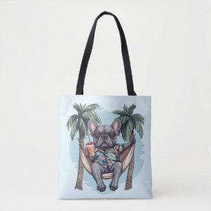 Tote Bag Bouledogue Français En Haut Hawaïen