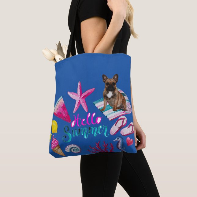 Tote Bag Bouledogue français Hello Summer French Bulldog (De près)