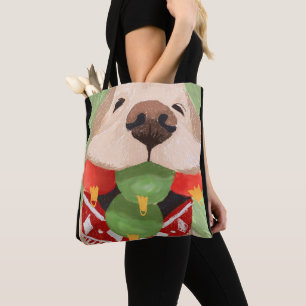 Tote Bag Boules de Noël Retriever doré Bouche Drôle Cadeau