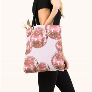 Tote Bag Boules disco rose, Glamour Rétro, Esthétique Fémin