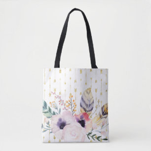 Tote Bag Bouquet bohème aquarelle