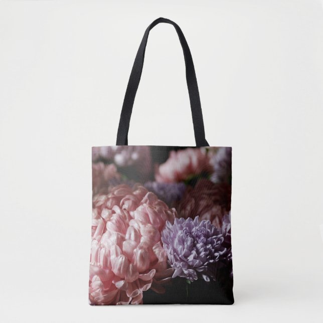 Tote Bag Bouquet d'aster rose : éclairage baroque. (Devant)