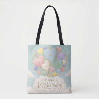Tote Bag Bouquet de ballons en forme de cœur pastel pour 1e