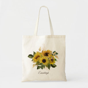 Tote Bag Bouquet De Beaux Tournesols Jaunes Marron
