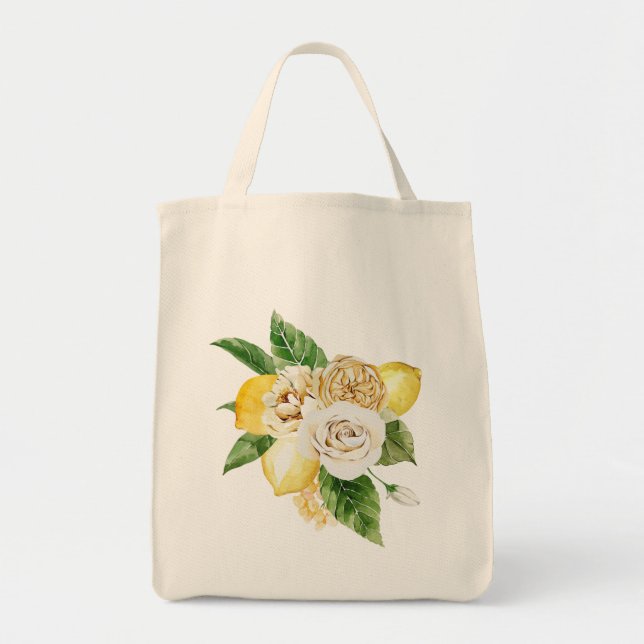Tote Bag Bouquet de citrons et de rose (Devant)