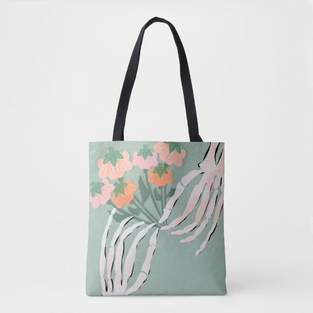 Tote Bag Bouquet de citrouilles squelettes Halloween     (Devant)