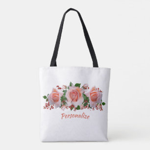 Tote Bag Bouquet de fleurs de baies rouges Personnalisation