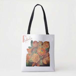 Tote Bag Bouquet de fleurs - Peinture sur bois