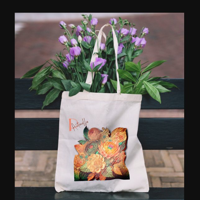 Tote Bag Bouquet de fleurs - Peinture sur bois (Créateur téléchargé)
