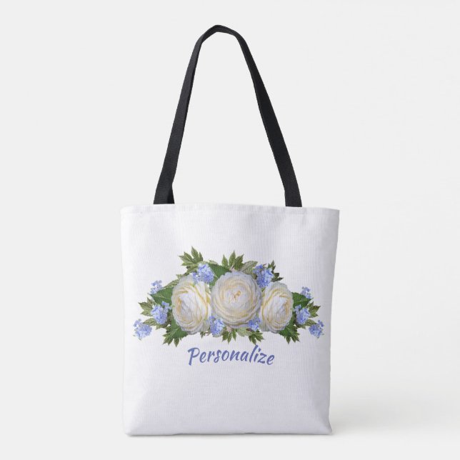 Tote Bag Bouquet de fleurs Plumbago rose élégant Personnali (Dos)