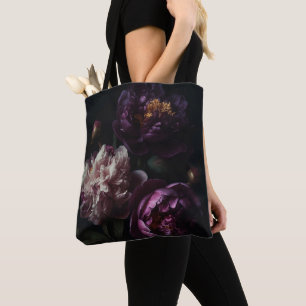 Tote Bag Bouquet de fleurs violettes romantiques foncées