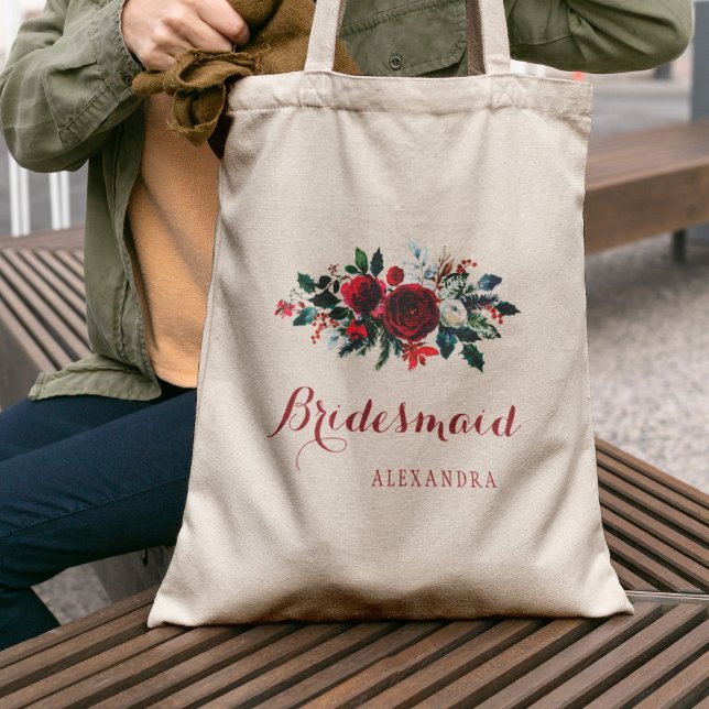 Tote Bag Bouquet de galets rouge mariée d'hiver (Créateur téléchargé)