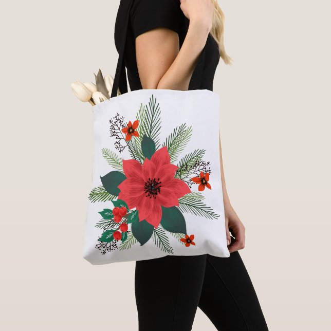 Tote Bag Bouquet de Noël Poinsettia (De près)