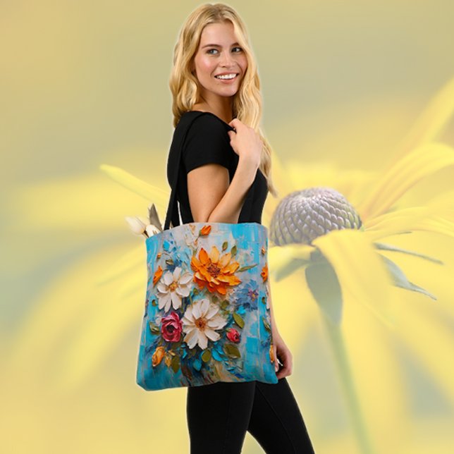 Tote Bag Bouquet peint au couteau (Créateur téléchargé)