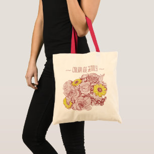 Tote Bag Bouquet personnalisé de marguerite jaune et de ros