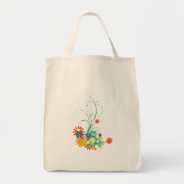 Tote Bag bouquets de fleurs de tourbillons vectoriels (Devant)