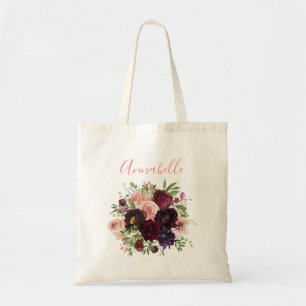 Tote Bag Bourgogne et Mariage rose pâle