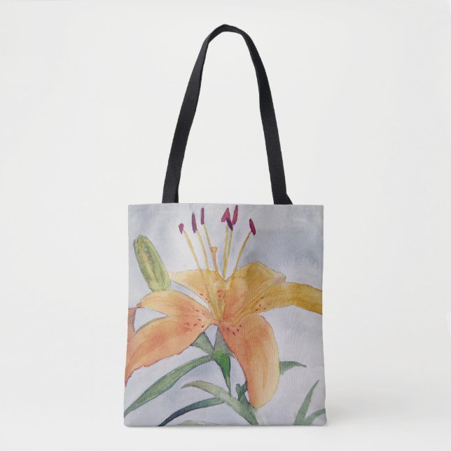 Tote Bag Bourse avec aquarelle d'iris orange (Devant)