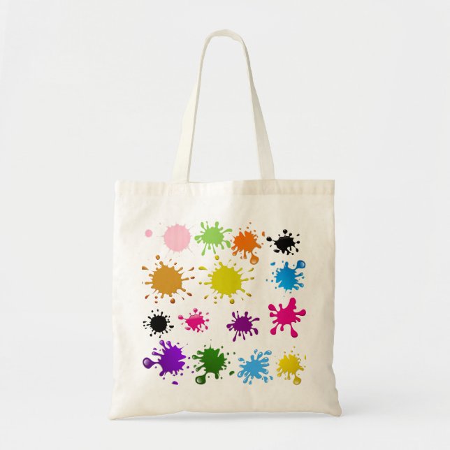 Tote Bag bourse de toile avec des taches de couleurs (Devant)